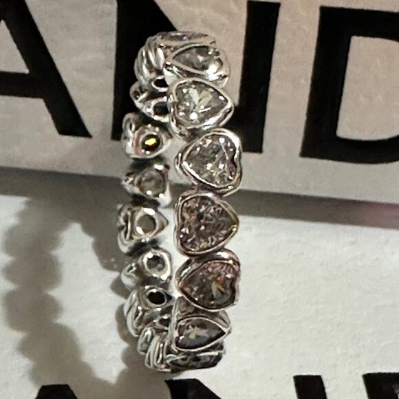 My Store Jewelry - Authentic Pandora , SZ 7, Silver Heart Forever More Stacking Band Ring